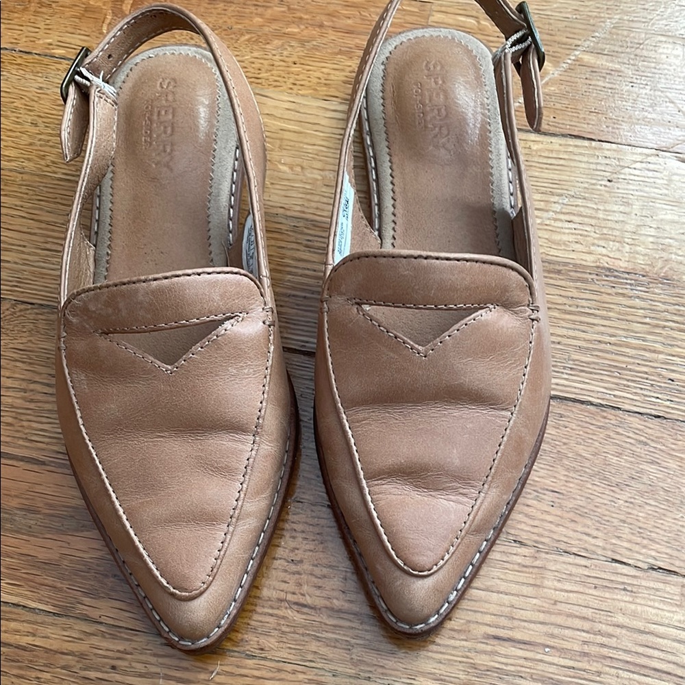Sperry Tan Leather Slingback Loafers